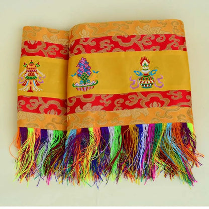 Wholesale Buddhism Tibet Nepal family Temple Altar Eight auspicious symbols Embroidery wall Door header banner curtain draperies