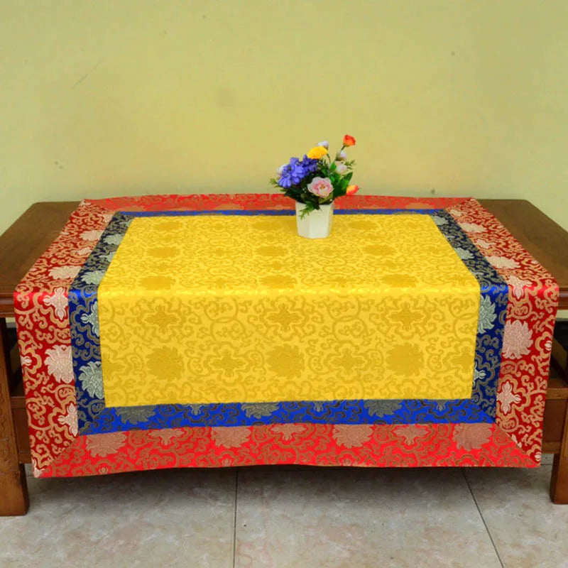 Wholesale Buddhism supply Tibet Nepal family home Temple Auspicious Embroidery Buddha statue Altar cover Table cloth mat