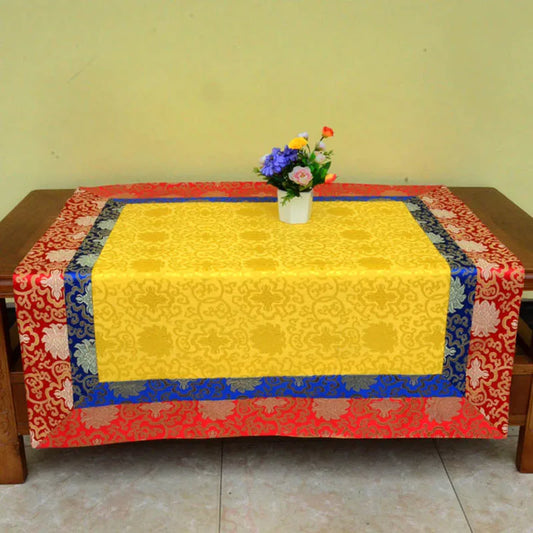 Wholesale Buddhism supply Tibet Nepal family home Temple Auspicious Embroidery Buddha statue Altar cover Table cloth mat