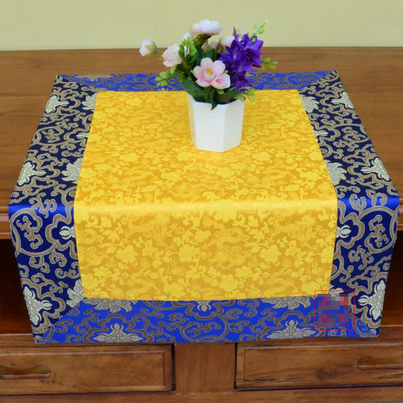 Wholesale Buddhism supply Tibet Nepal family home Temple Auspicious Embroidery Buddha statue Altar cover Table cloth mat 70CM