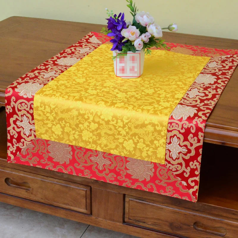 Wholesale Buddhism supply Tibet Nepal family home Temple Auspicious Embroidery Buddha statue Altar cover Table cloth mat 70CM