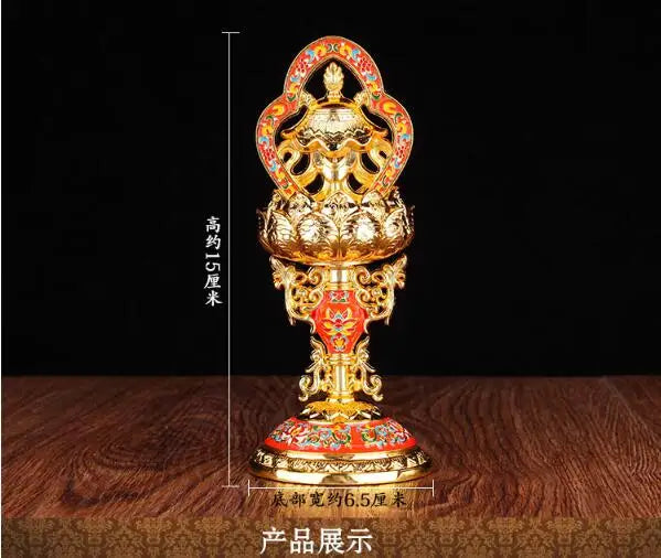 Wholesale Buddhist Buddhism efficacious Protection Tibet Nepal Gold-plated Eight 8P Auspicious Symbols of Buddhism brass statue