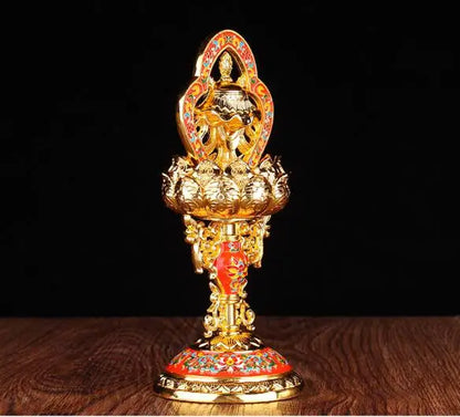 Wholesale Buddhist Buddhism efficacious Protection Tibet Nepal Gold-plated Eight 8P Auspicious Symbols of Buddhism brass statue