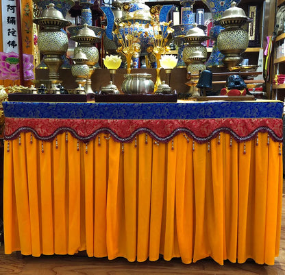 Wholesale Buddhist Taoism Customized custom made Buddhism Temple Buddha Altar cover golden Table circumference cloth curtain