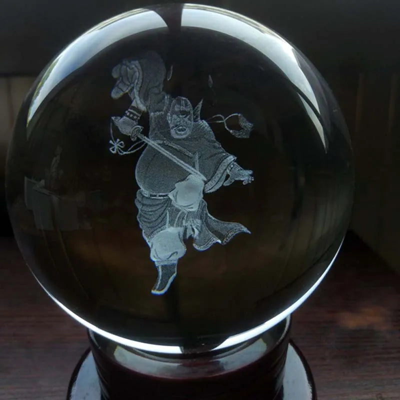 Wholesale Buddhist Taoism supplies Exorcism TIAN SHI ZHONG KUI 3D crystal ball statue bless family safety healthy good luck