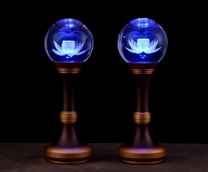 Wholesale Buddhist article # 2PCS # Greco-Buddhist HOME SHOP Temple Buddhism recite chant scriptures prayer Crystal Lotus lamps