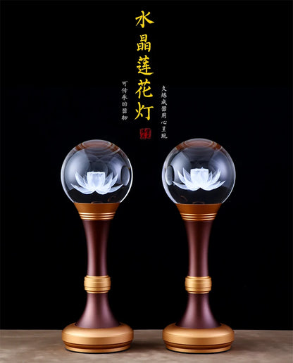 Wholesale Buddhist article # 2PCS # Greco-Buddhist HOME SHOP Temple Buddhism recite chant scriptures prayer Crystal Lotus lamps