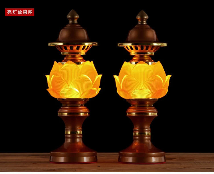 Wholesale Buddhist article # 2PCS # Greco-Buddhist HOME SHOP Temple Buddhism recite scriptures prayer bless Crystal Lotus lamps