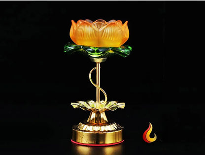Wholesale Buddhist articles GOOD   HOME family Protection Talisman- A pair Colored Glaze Lotus lamp holder Holy water cup