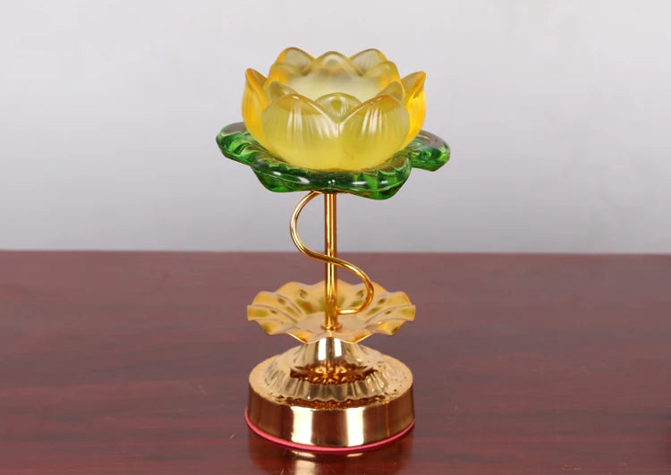 Wholesale Buddhist articles GOOD   HOME family Protection Talisman- A pair Colored Glaze Lotus lamp holder Holy water cup