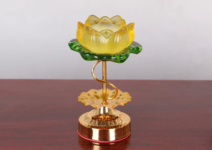 Wholesale Buddhist articles GOOD   HOME family Protection Talisman- A pair Colored Glaze Lotus lamp holder Holy water cup