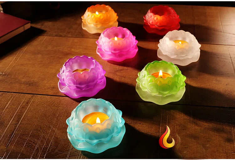 Wholesale Buddhist articles -TOP COOL--HOME Birthday part art - 7PCS- Colored Glaze Lotus lamp holder Holy water cup