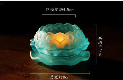 Wholesale Buddhist articles -TOP COOL--HOME Birthday part art - 7PCS- Colored Glaze Lotus lamp holder Holy water cup