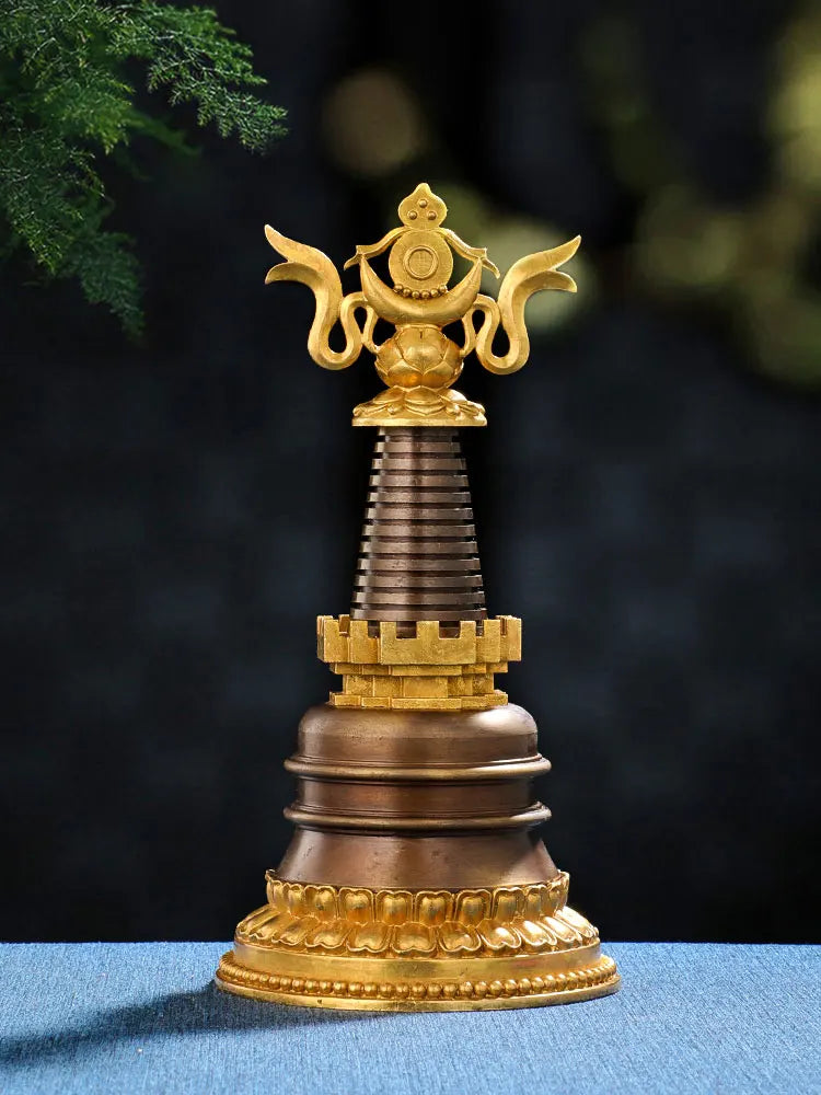 Wholesale Buddhist articles Tantric talisman Tibet Buddhism buddha GEDANGTA dagoba stupa tower BRASS gilding pagoda statue