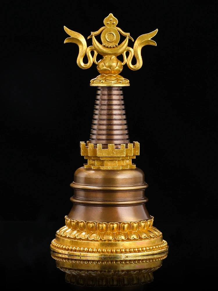 Wholesale Buddhist articles Tantric talisman Tibet Buddhism buddha GEDANGTA dagoba stupa tower BRASS gilding pagoda statue