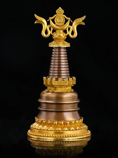 Wholesale Buddhist articles Tantric talisman Tibet Buddhism buddha GEDANGTA dagoba stupa tower BRASS gilding pagoda statue