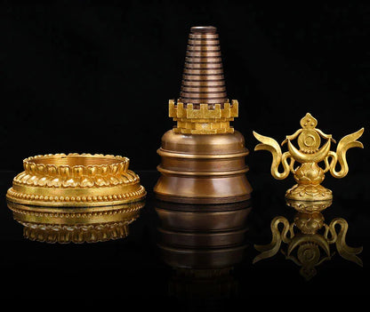 Wholesale Buddhist articles Tantric talisman Tibet Buddhism buddha GEDANGTA dagoba stupa tower BRASS gilding pagoda statue