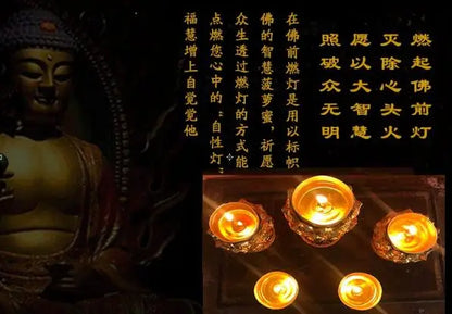 Wholesale Buddhist efficacious Protection Tibet Nepal Gold-plated  8PCS Lotus flower Auspicious Symbols of Buddhism candleholder