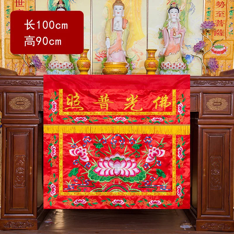 Wholesale Buddhist item 100CM Buddhism HOME Temple decoration Worship Buddha Embroidery Altar table enclosure Hanging Curtain
