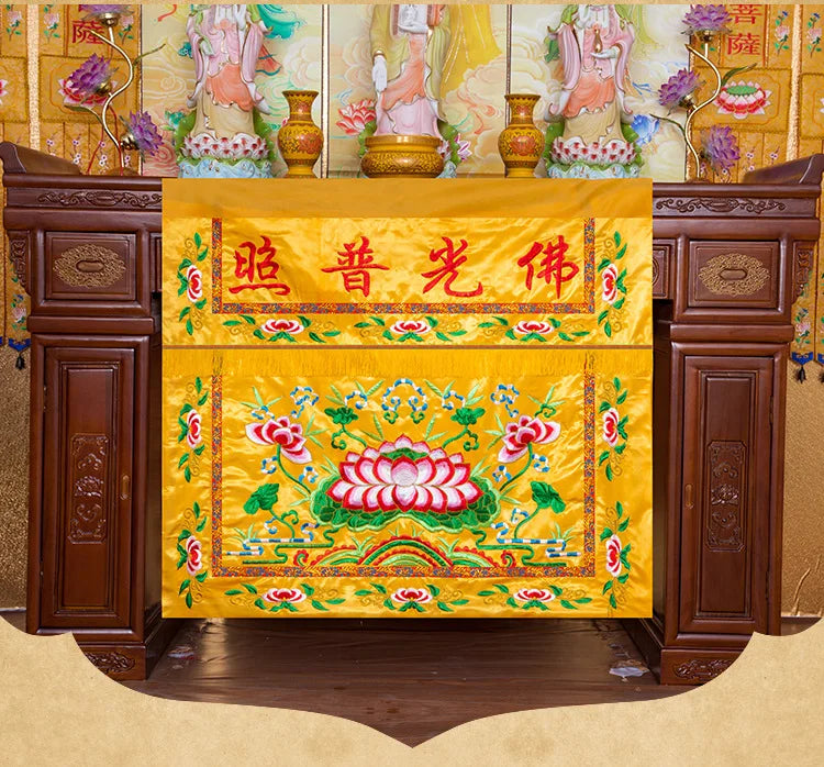 Wholesale Buddhist supplie 1.2 Meter Buddhism HOME Temple Worship Buddha Embroidery Altar table enclosure wall Hanging Curtain