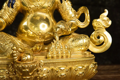 Wholesale Buddhist supplie 31cm large High grade gilding gold Buddhist GOOD LUCK Yellow Jambhala God of wealth buddha statue