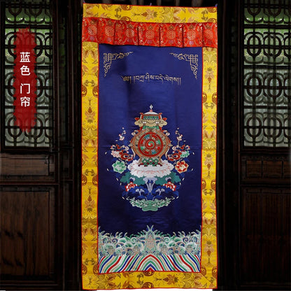 Wholesale Buddhist supplie Asia Nepal Tibet Buddhism Eight auspicious symbol Embroidery wall Partition Tapestry Door curtain
