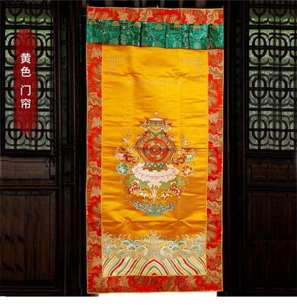 Wholesale Buddhist supplie # Asia Nepal Tibet Buddhism Eight auspicious symbol Embroidery wall Partition Tapestry Door curtain