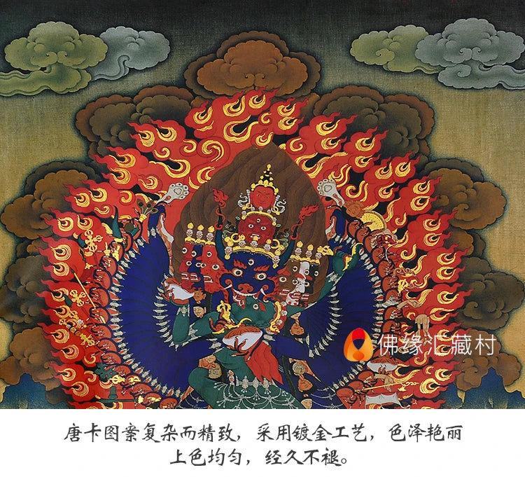 Wholesale Buddhist supplie HOME temple Efficacious protective Yamantaka DA WEI DE JINGANG buddha Altar Thang-ga Thangka painting