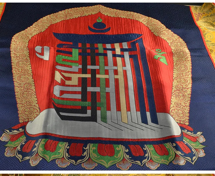 Wholesale Buddhist supplie Tibet Buddhism Temple Kalachakra auspicious symbol Embroidery wall Partition Tapestry Door curtain