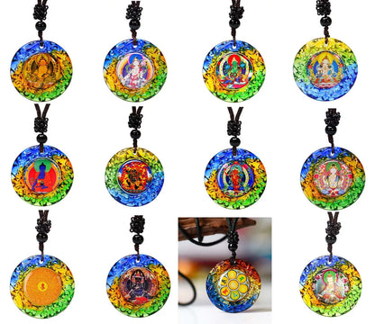 Wholesale Buddhist supplies 12P Greco-Buddhist Guan yin Guru Rinpoche buddha powerful Mantra crystal Pendant Amulet Talisman