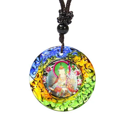 Wholesale Buddhist supplies 12P Greco-Buddhist Guan yin Guru Rinpoche buddha powerful Mantra crystal Pendant Amulet Talisman