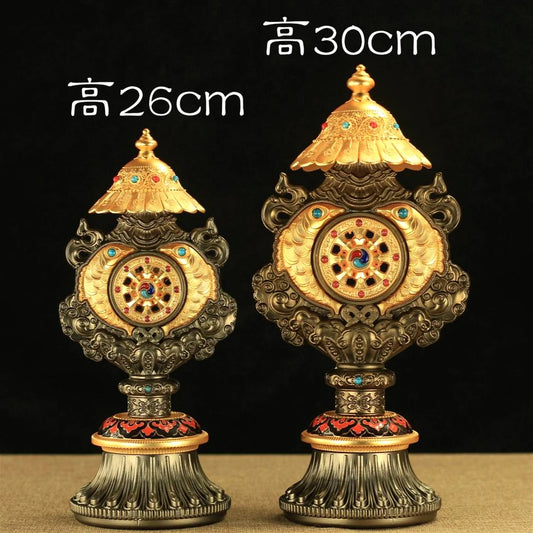 Wholesale Buddhist supplies #30 CM efficacious Protection Nepal Gold-plated Buddhism Eight 8 Auspicious Symbols prayer statue