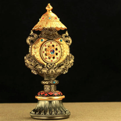 Wholesale Buddhist supplies #30 CM efficacious Protection Nepal Gold-plated Buddhism Eight 8 Auspicious Symbols prayer statue