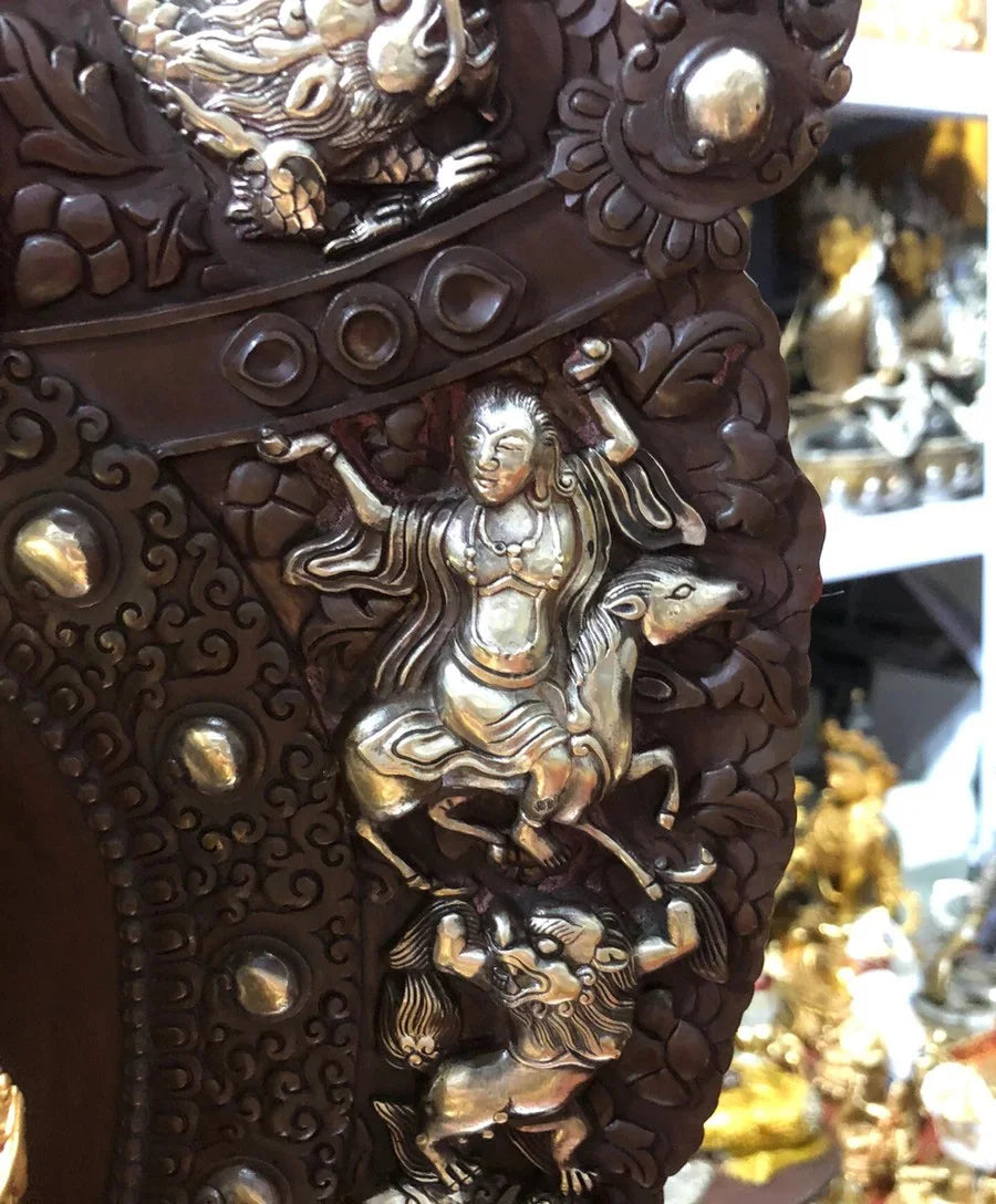 Wholesale Buddhist supplies 55CM large brass Buddha statue setting platform 30cm high grade gilding Shakyamuni Buddha statue