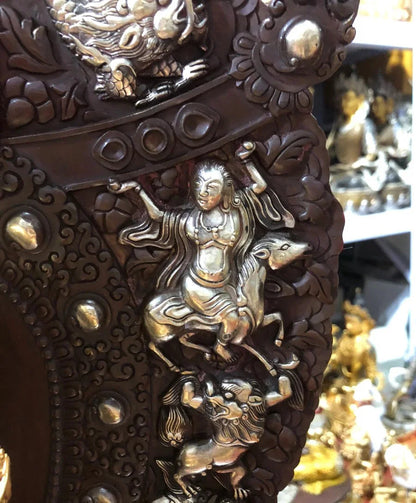 Wholesale Buddhist supplies 55CM large brass Buddha statue setting platform 30cm high grade gilding Shakyamuni Buddha statue