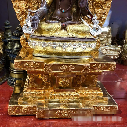 Wholesale Buddhist supplies 55CM large gilding brass Buddha statue setting platform high grade Tara Guan yin Buddha statue