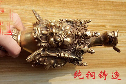 Wholesale Buddhist supplies # 60CM Large Tibetan Buddhism Hayagriva Exorcise evil spirits Vajra Jin Gangchu crosier talisman