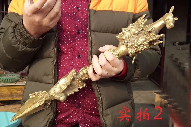 Wholesale Buddhist supplies # 60CM Large Tibetan Buddhism Hayagriva Exorcise evil spirits Vajra Jin Gangchu crosier talisman