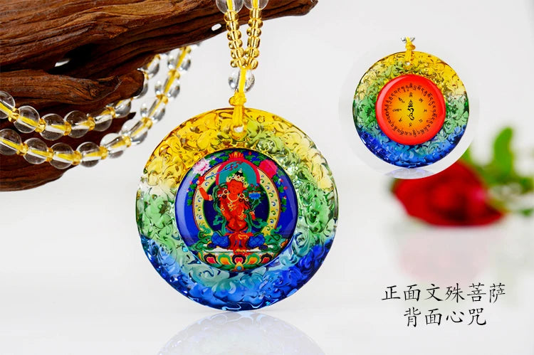 Wholesale Buddhist supplies 9PCS GOOD Buddha Guan yin Guru Rinpoche Jambhala all-powerful Mantra crystal Pendant Amulet Talisman