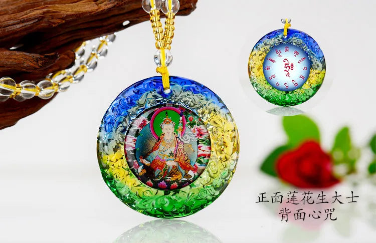 Wholesale Buddhist supplies 9PCS GOOD Buddha Guan yin Guru Rinpoche Jambhala all-powerful Mantra crystal Pendant Amulet Talisman