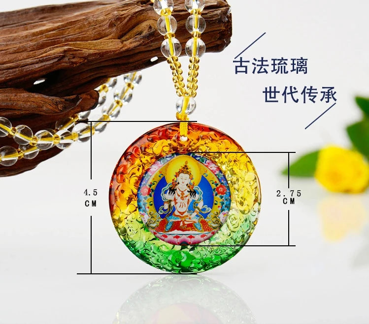 Wholesale Buddhist supplies 9PCS GOOD Buddha Guan yin Guru Rinpoche Jambhala all-powerful Mantra crystal Pendant Amulet Talisman