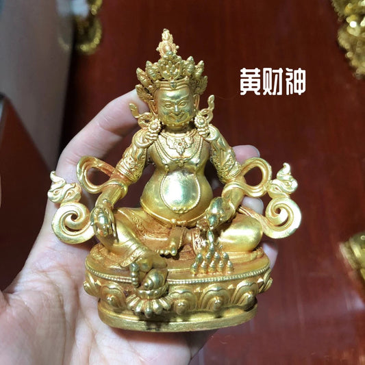 Wholesale Buddhist supplies GOOD Buddha statue bring in wealth treasure money Yellow Jambhala fortune God Small Buddha statue