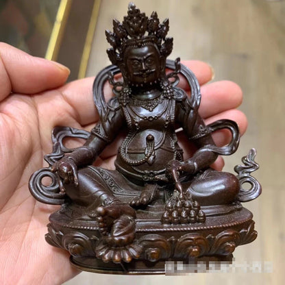 Wholesale Buddhist supplies GOOD Buddha statue bring in wealth treasure money Yellow Jambhala fortune God Small Buddha statue