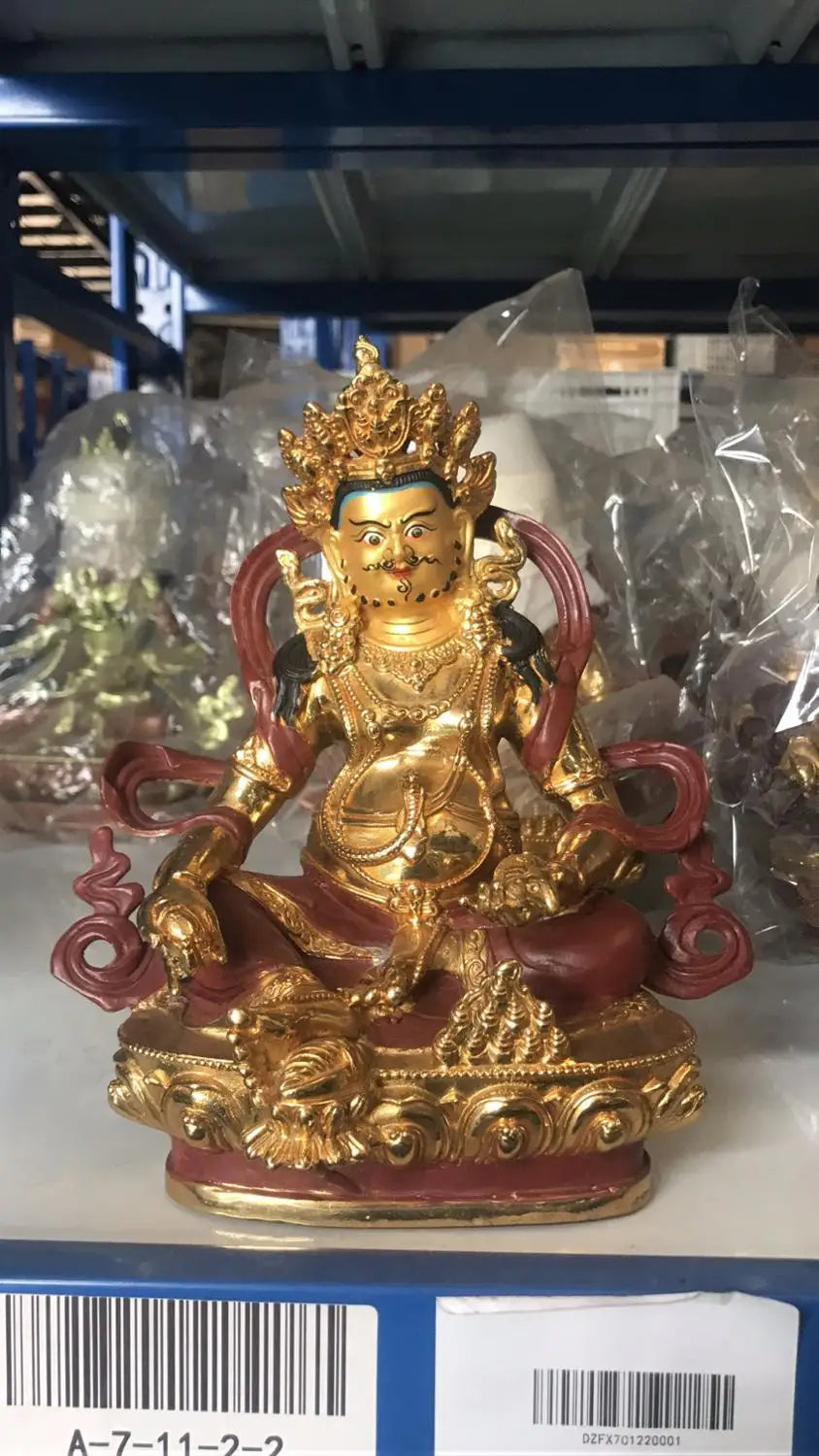 Wholesale Buddhist supplies GOOD Buddha statues bring in wealth treasure money gilding Yellow Jambhala fortune god Buddha statue