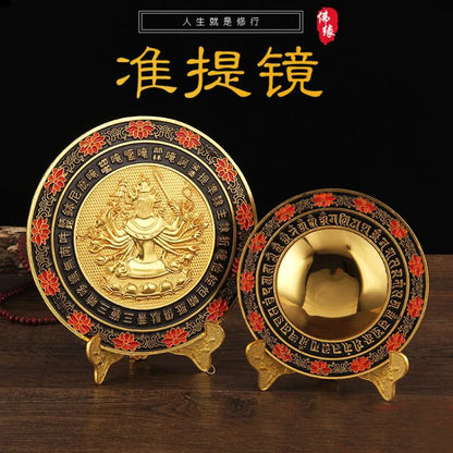 Wholesale Buddhist supplies HOME Exorcise evil spirits efficacious Protection Gold plating ritual worship ZHUN TI JING mirror
