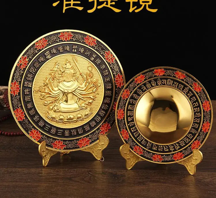 Wholesale Buddhist supplies HOME Exorcise evil spirits efficacious Protection Gold plating ritual worship ZHUN TI JING mirror