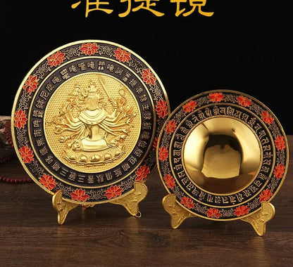 Wholesale Buddhist supplies HOME Exorcise evil spirits efficacious Protection Gold plating ritual worship ZHUN TI JING mirror