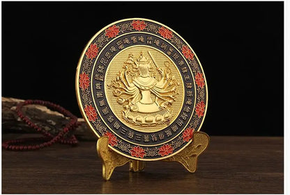 Wholesale Buddhist supplies HOME Exorcise evil spirits efficacious Protection Gold plating ritual worship ZHUN TI JING mirror