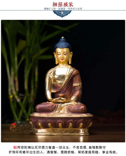 Wholesale Buddhist supplies  HOME Family efficacious Protection gilding Amitabha Amitayus buddha Buddhist Mantra Tantra statue