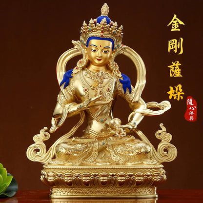 Wholesale Buddhist supplies High grade gilding gold Vajrasattva Omnipotent Buddha statue HOME family effective protection good